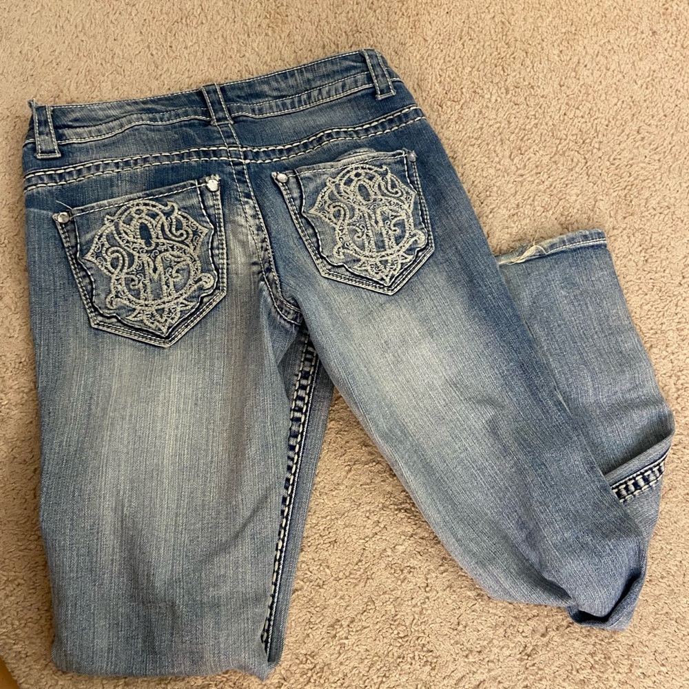 Low rise flared denim jeans